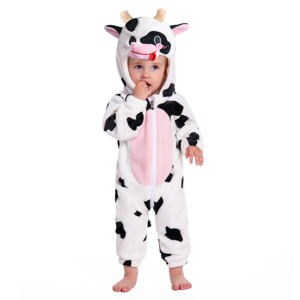 OLAOLA Baby Cow Pajamas Cattle Animal Onesie Toddler Romper Plush Dress Up Infant Outfits Sleepwear Party