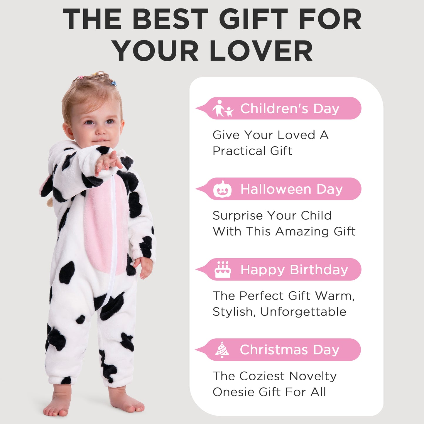 OLAOLA Baby Cow Pajamas Cattle Animal Onesie Toddler Romper Plush Dress Up Infant Outfits Sleepwear Party