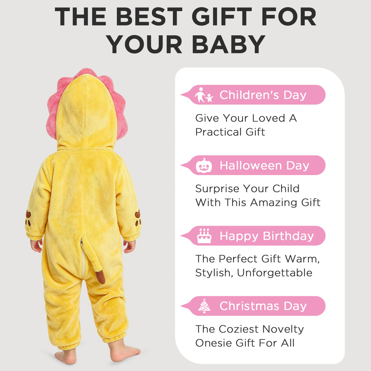 OLAOLA Baby Lion Jumpsuit Animal Onesie Cozy Flannel Pajamas Toddler Romper Plush Dress Up Infant Outfits Halloween Suit