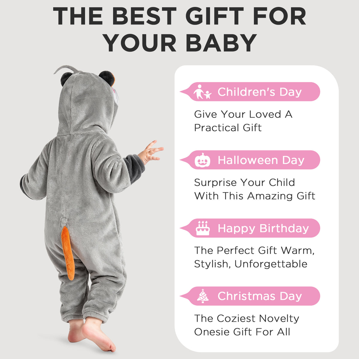 OLAOLA Baby Opossum Jumpsuit Pajamas Animal Onesie Toddler Romper Plush Dress Up Infant Outfits Halloween Suit