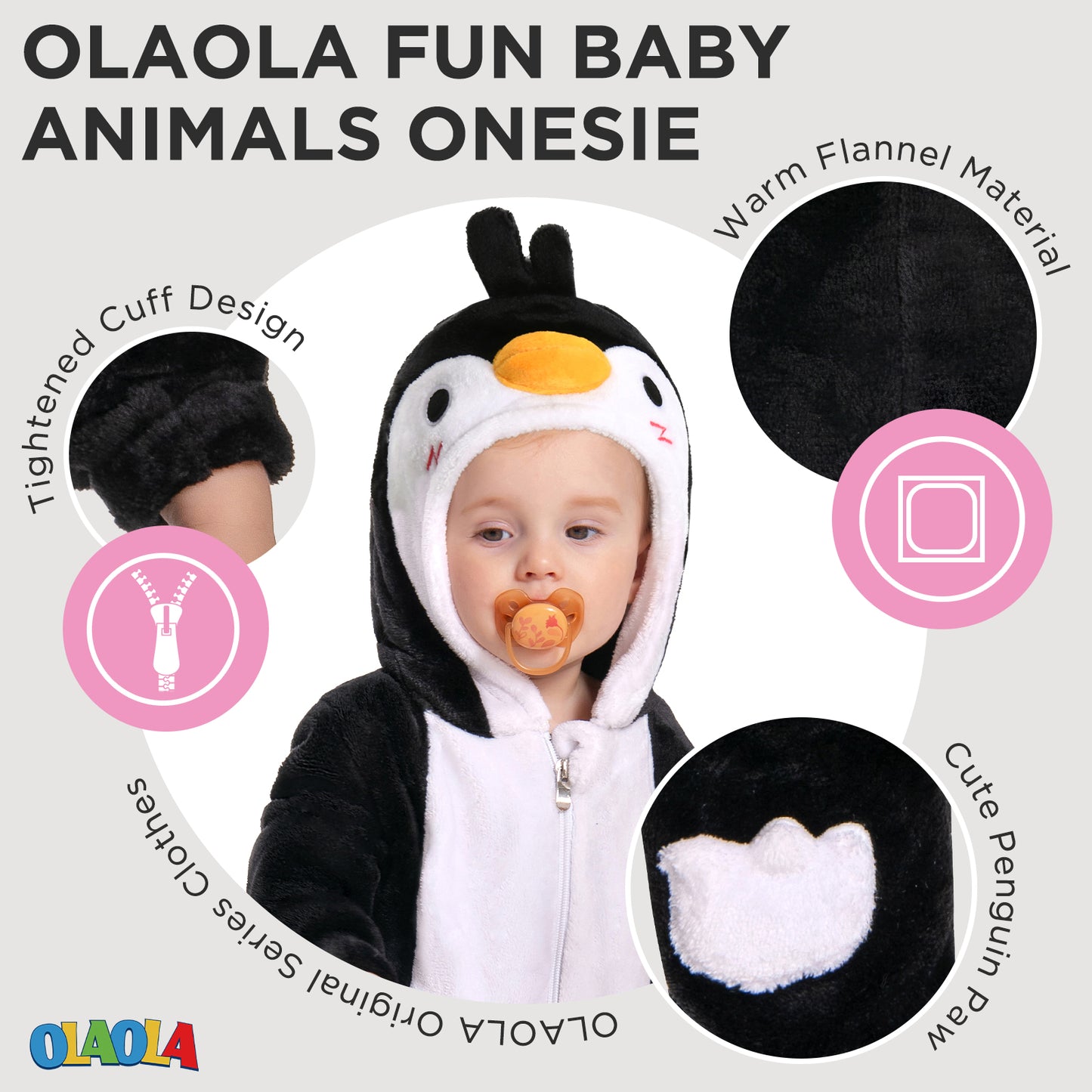 OLAOLA Baby Penguin Pajamas Animal Onesie Toddler Romper Plush Dress Up Infant Outfits Birthday Party Sleepwear