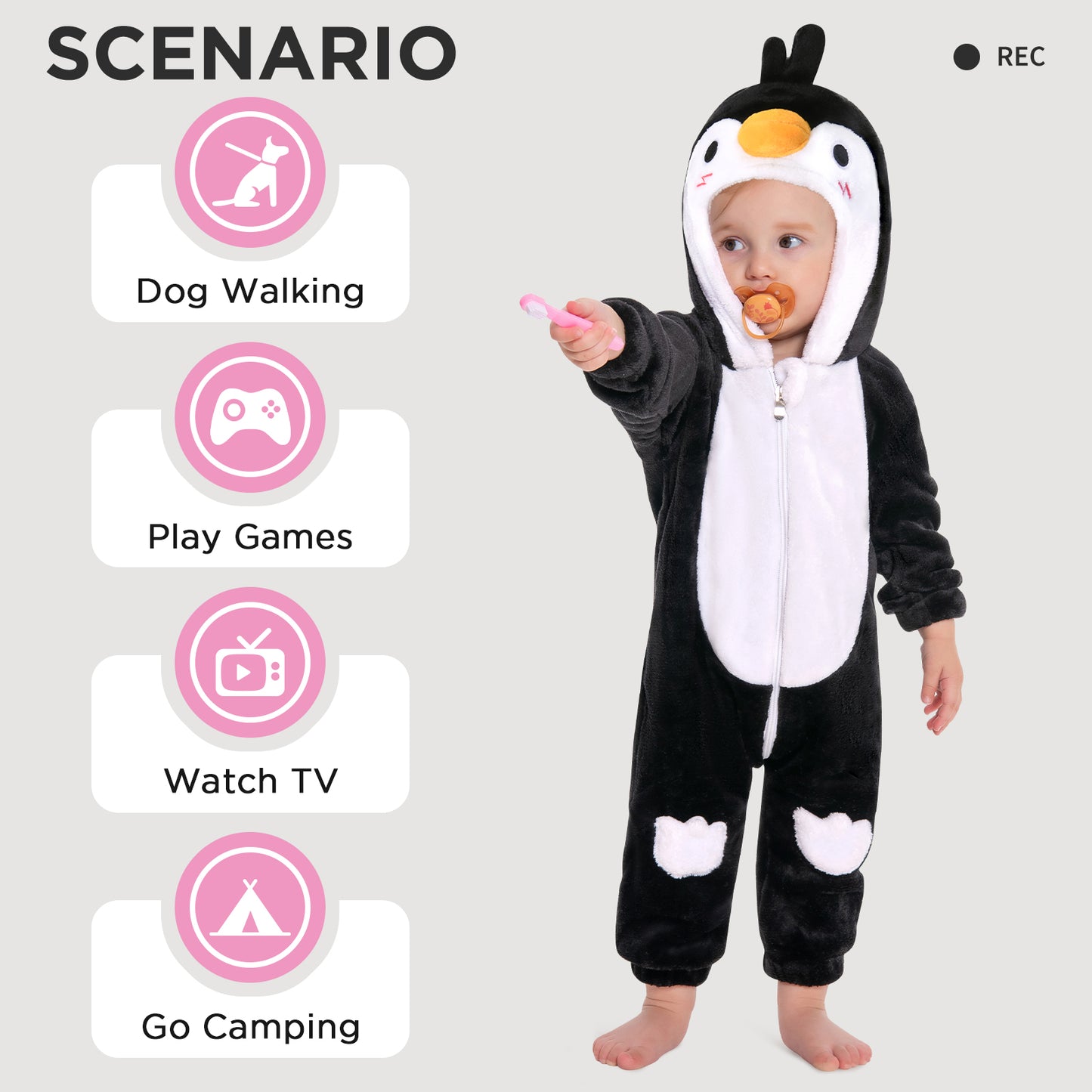 OLAOLA Baby Penguin Pajamas Animal Onesie Toddler Romper Plush Dress Up Infant Outfits Birthday Party Sleepwear