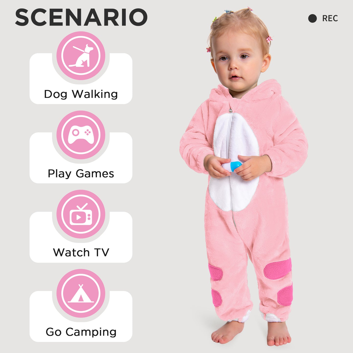 OLAOLA Baby Pink Dinosaur Pajamas Animal Onesie Toddler Romper Plush Dress Up Infant Outfits Halloween Suit