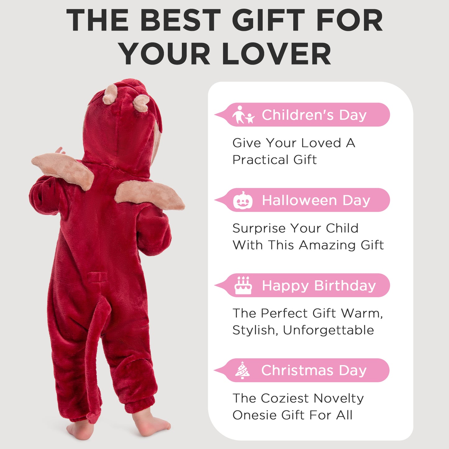 OLAOLA Baby Red Dragon Pajamas Animal Onesie Toddler Romper Plush Dress Up Infant Outfits Halloween Christmas Cosplay Costume