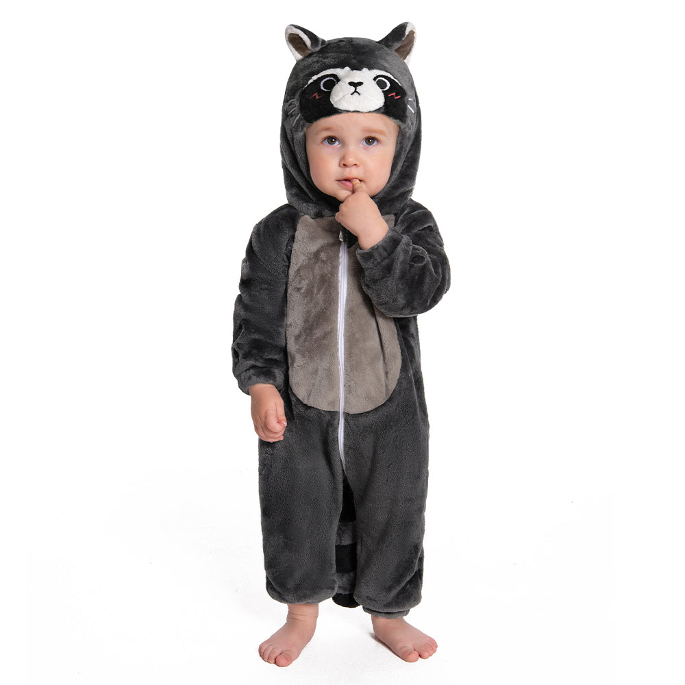OLAOLA Baby's Raccoon Animal Onesie Plush Soft Flannel Toddler Romper Warm Home Pajamas One-Piece Sleepwear