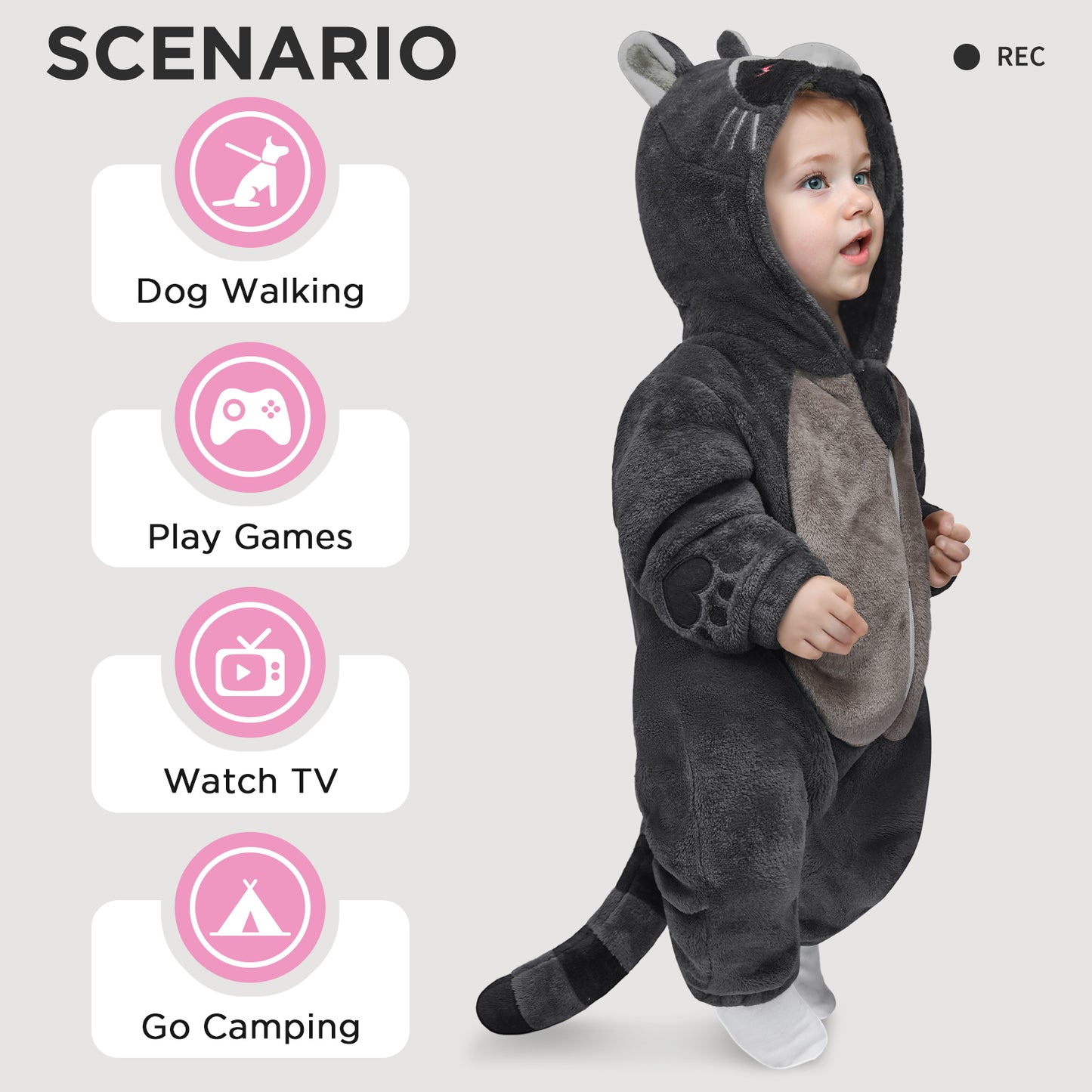 OLAOLA Baby's Raccoon Animal Onesie Plush Soft Flannel Toddler Romper Warm Home Pajamas One-Piece Sleepwear