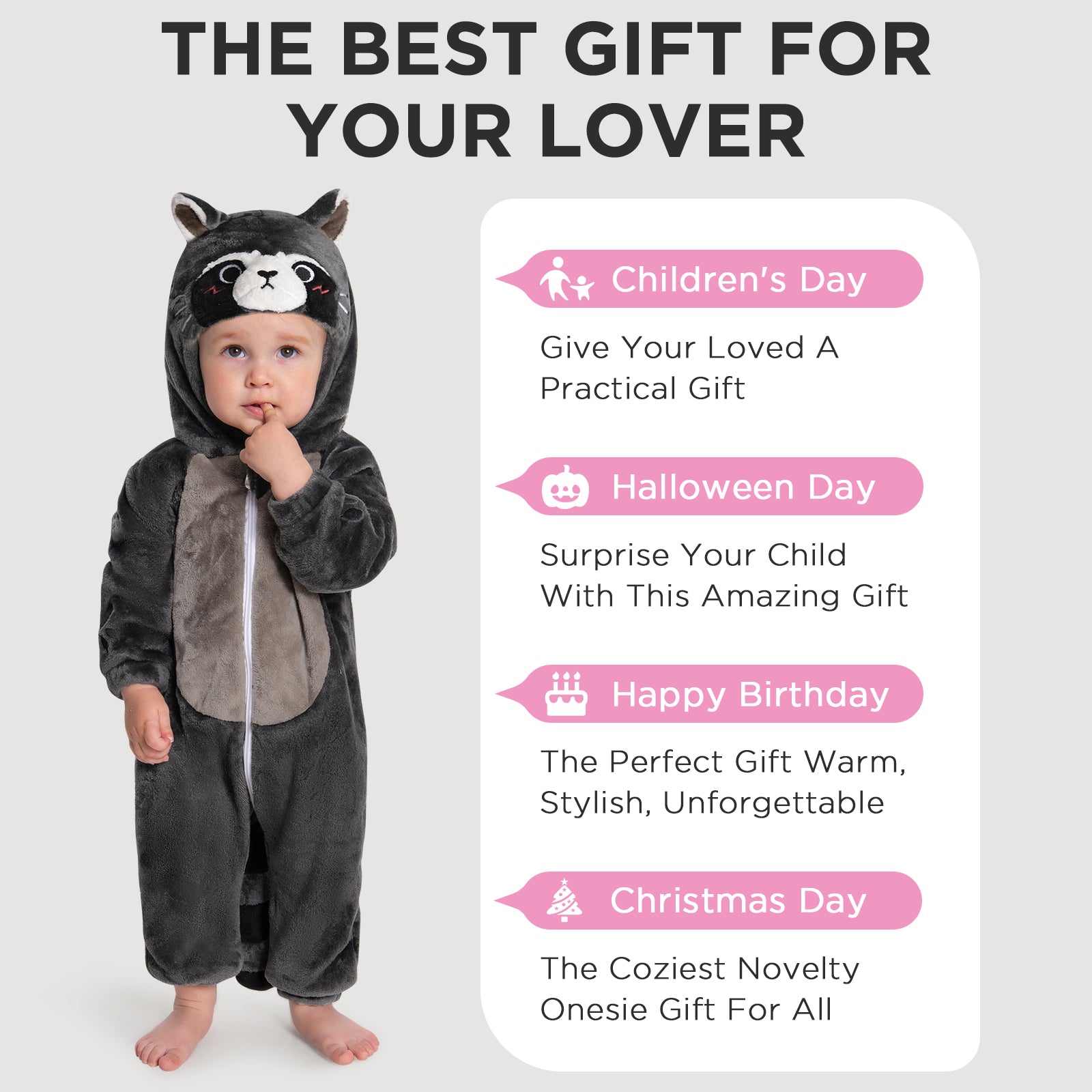 OLAOLA Baby's Raccoon Animal Onesie Plush Soft Flannel Toddler Romper Warm Home Pajamas One-Piece Sleepwear