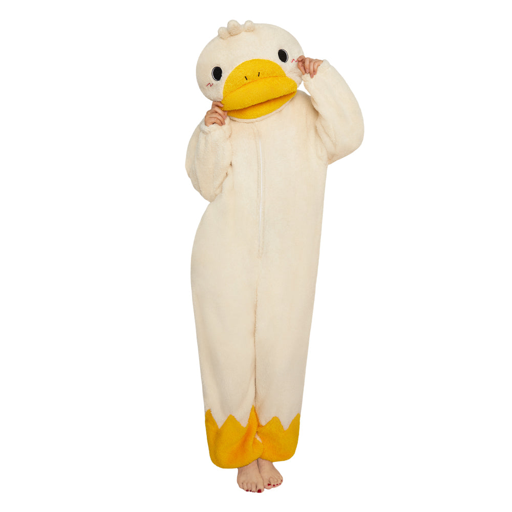 OLAOLA Big-Headed Goose Animals Onesie Oversized Wearable Hoodie Warm Skin Pajamas Jumpsuit Halloween Christmas Costume For Adult