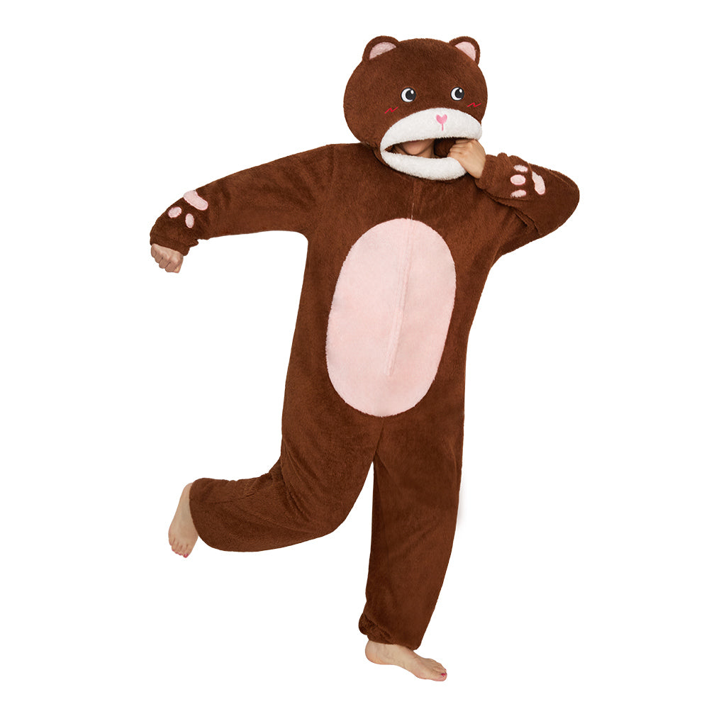 OLAOLA Big Head Bear Animals Onesie Loungewear Unisex Adult One Piece Pajamas Halloween Costume