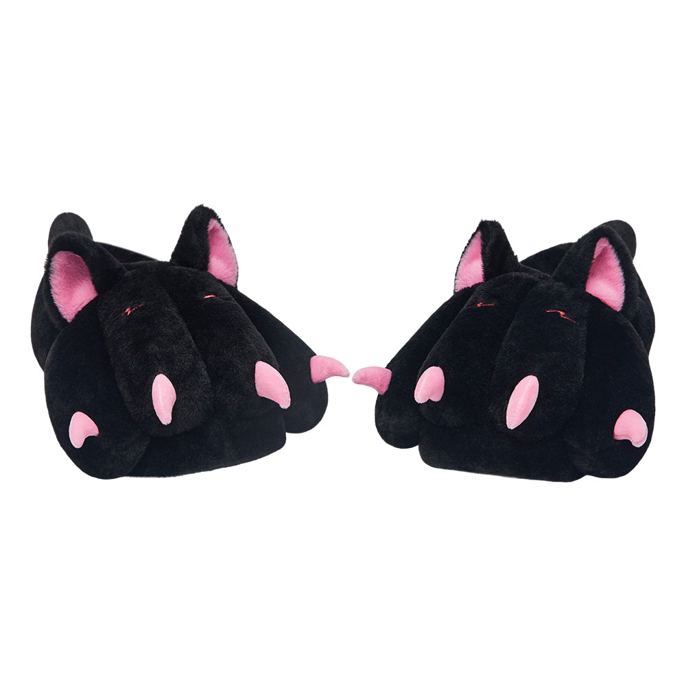 OLAOLA Black Cat Paw Slippers Warm Plush Animal Indoor Non-slip Home Fluffy Thick Bottom Shoes Gifts For Birthday Christmas