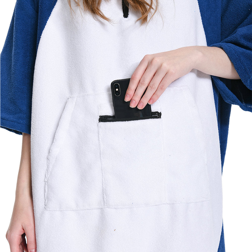 OLAOLA Blue Shark Surf Poncho Changing Towel Swim Robe Beach Towels Quick Dry Terry Cloth Cover-Up Hood