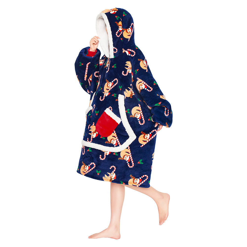 OLAOLA Blue Sloth Wearable Blanket Hoodie Animals Onesie Oversized Soft Homwear With Giant Pocket For Adult