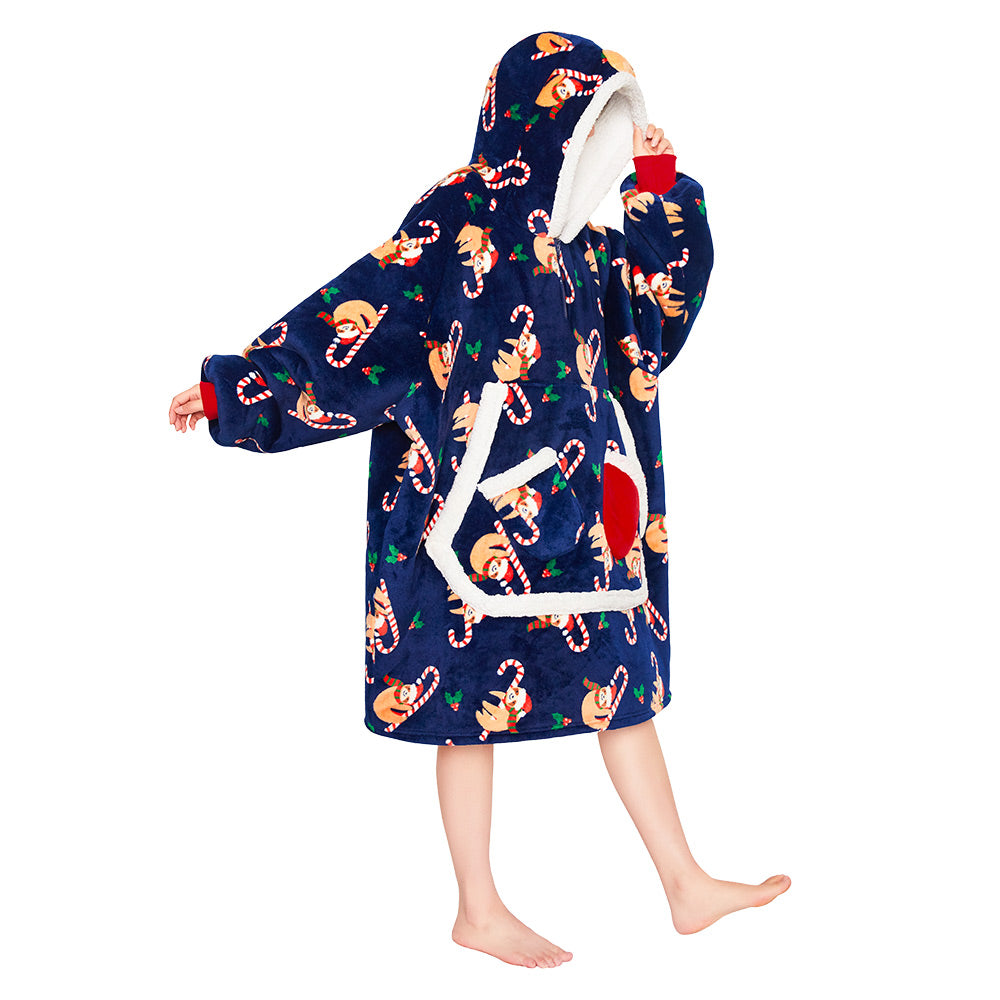OLAOLA Blue Sloth Wearable Blanket Hoodie Animals Onesie Oversized Soft Homwear With Giant Pocket For Adult