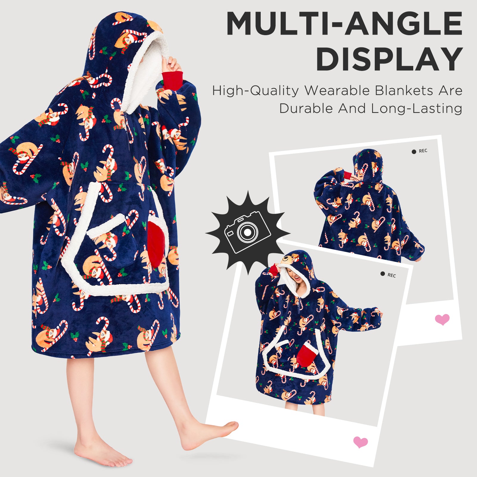 OLAOLA Blue Sloth Wearable Blanket Hoodie Animals Onesie Oversized Soft Homewear With Giant Pocket For Adult