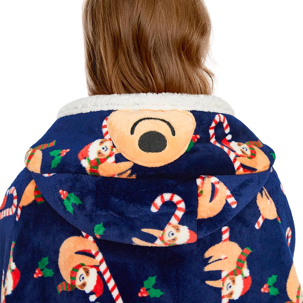 OLAOLA Blue Sloth Wearable Blanket Hoodie Animals Onesie Oversized Soft Homwear With Giant Pocket For Adult