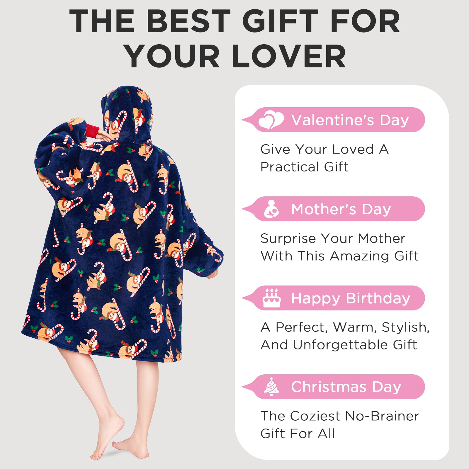 OLAOLA Blue Sloth Wearable Blanket Hoodie Animals Onesie Oversized Soft Homewear With Giant Pocket For Adult