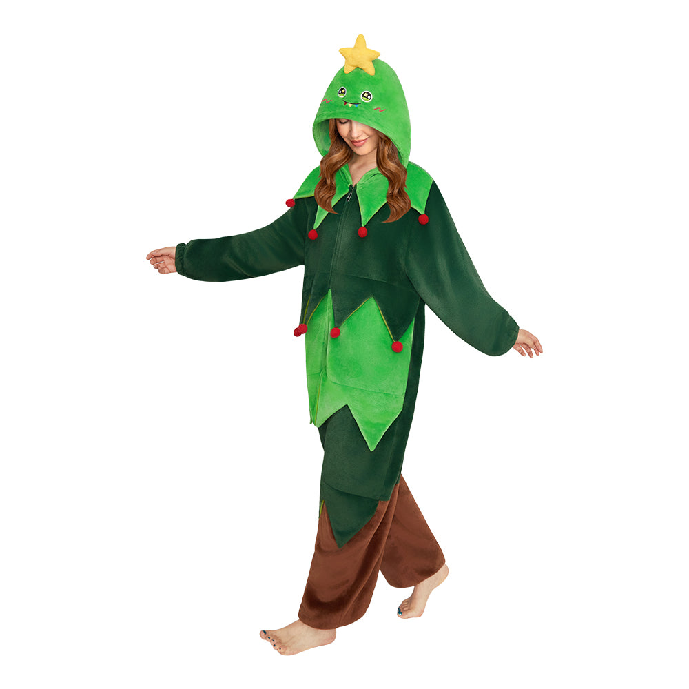 OLAOLA Christmas Tree Christmas Onesie Soft Cozy Loungewear Winter One Piece Pajamas Halloween Funny Costume For Unisex Adult