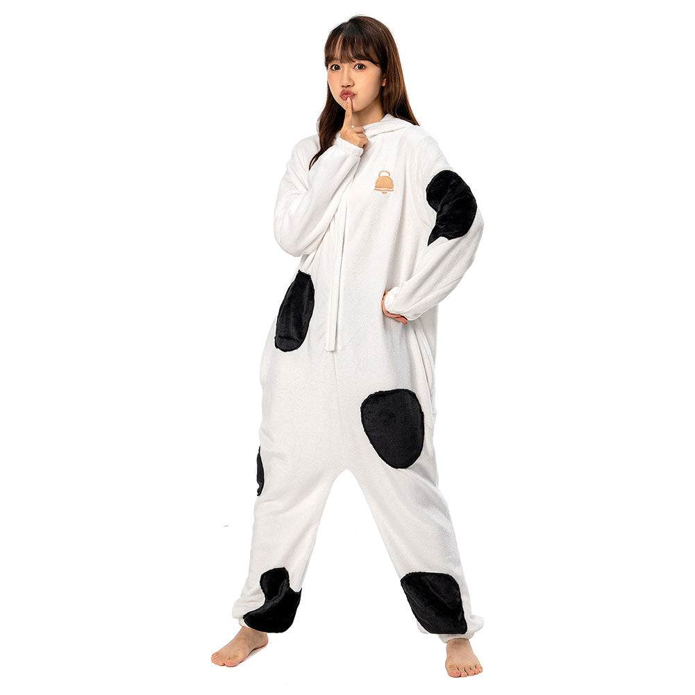 OLAOLA Unisex Adult Plush Dairy Cattle Animals Onesie Pajamas Warm Home One-Piece Sleepwear