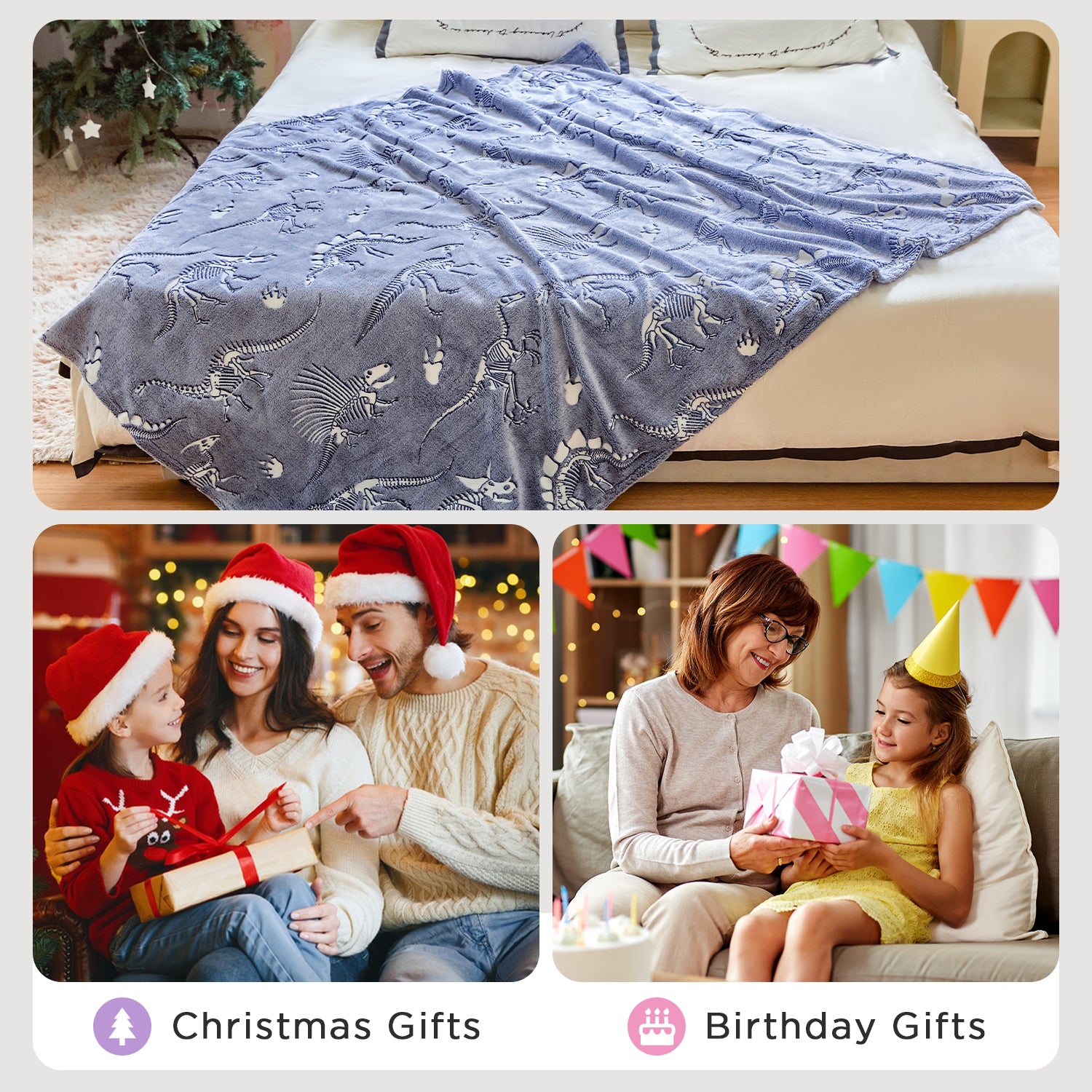 OLAOLA Dinosaur Fossil Blankets Dino Glow In The Dark Throw Soft Comforters Warm Lightweight Blanket For Kids Travel Camping