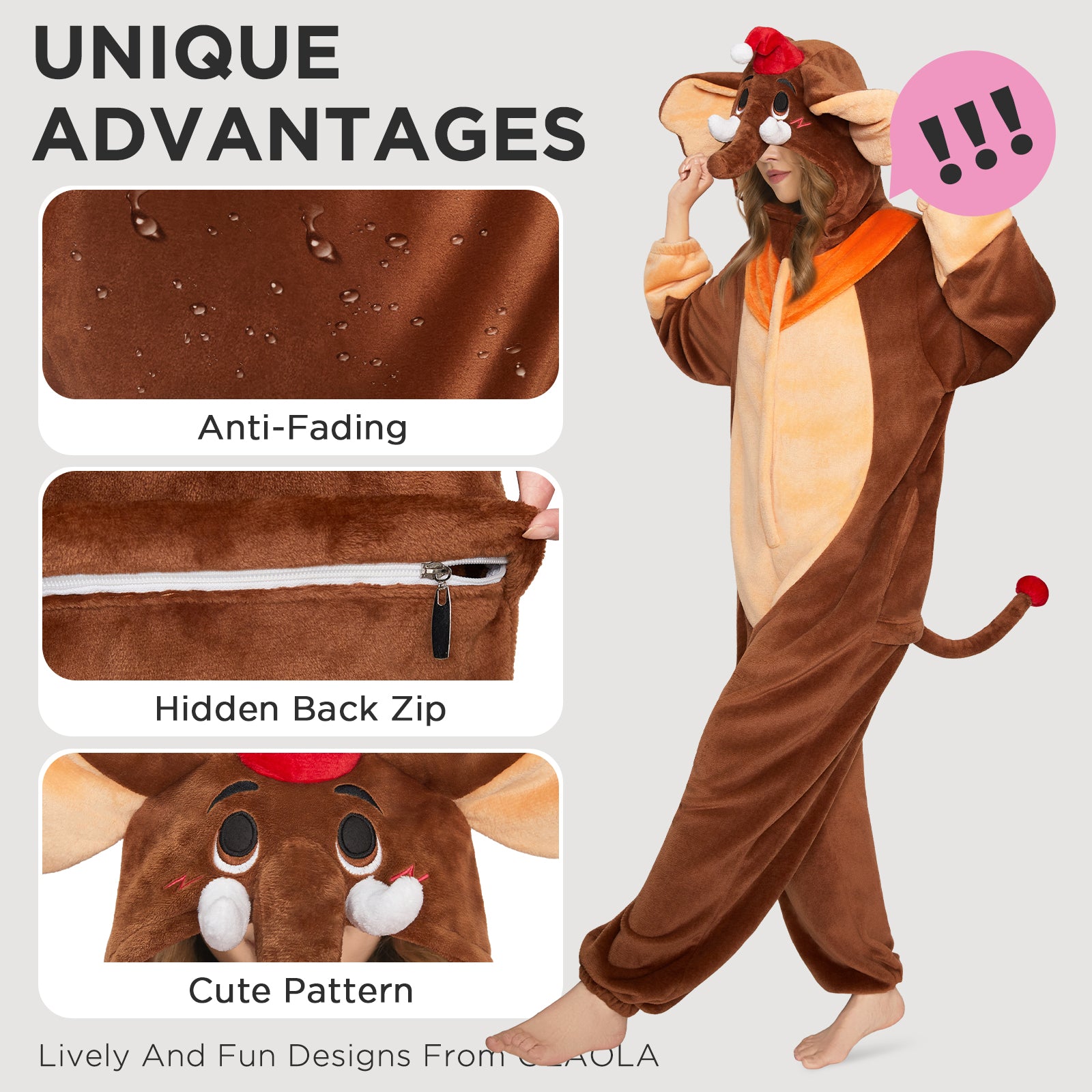 OLAOLA Elephant Pajamas Animals Onesie Plush Warm Home One Piece For Adult Unisex Halloween Costume