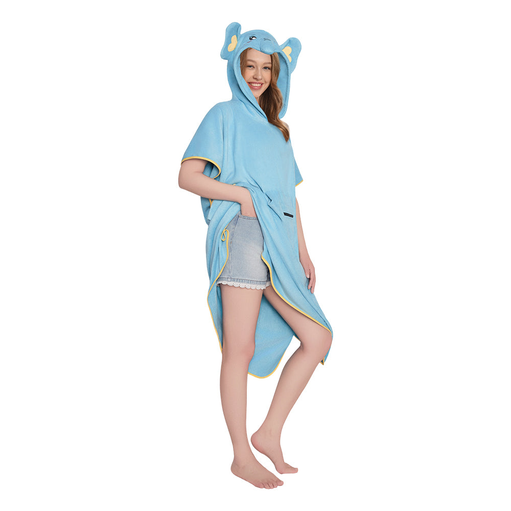 OLAOLA Elephant Surf Poncho Changing Towel Swim Robe With Pocket Plus Size Beach Towels Quick Dry Terry Cloth Cover-Up Hood