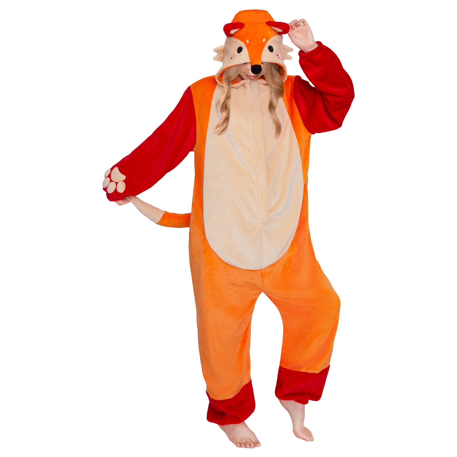 OLAOLA Fox Pajamas Animals Onesie Plush Warm Home One Piece Homewear For Adult Sleepwear Pyjama Party Suit