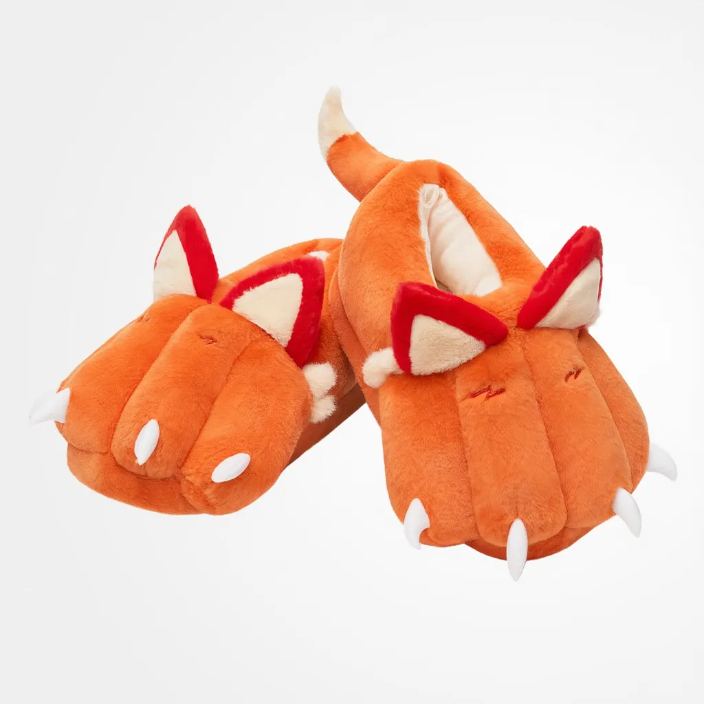 OLAOLA Fox Paw Slippers Warm Plush Animal Indoor Non-slip Home Fluffy Thick Bottom Shoes Gifts For Birthday Christmas