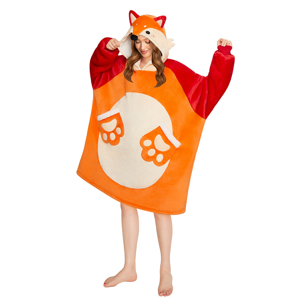 OLAOLA Fox Wearable Blanket Hoodie Animals Onesie Oversized Soft Homewear With Pocket For Adult Unisex