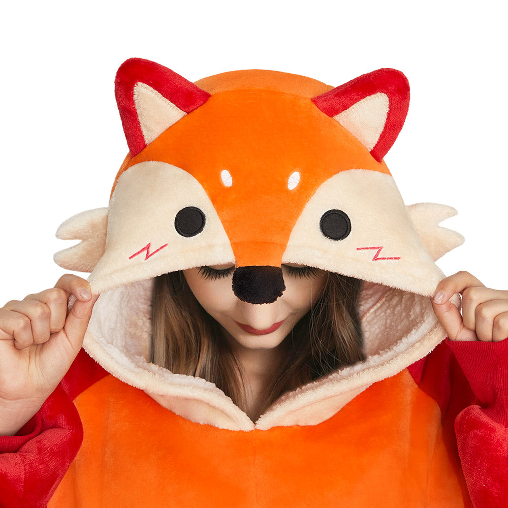 OLAOLA Fox Wearable Blanket Hoodie Animals Onesie Oversized Soft Homewear With Pocket For Adult Unisex