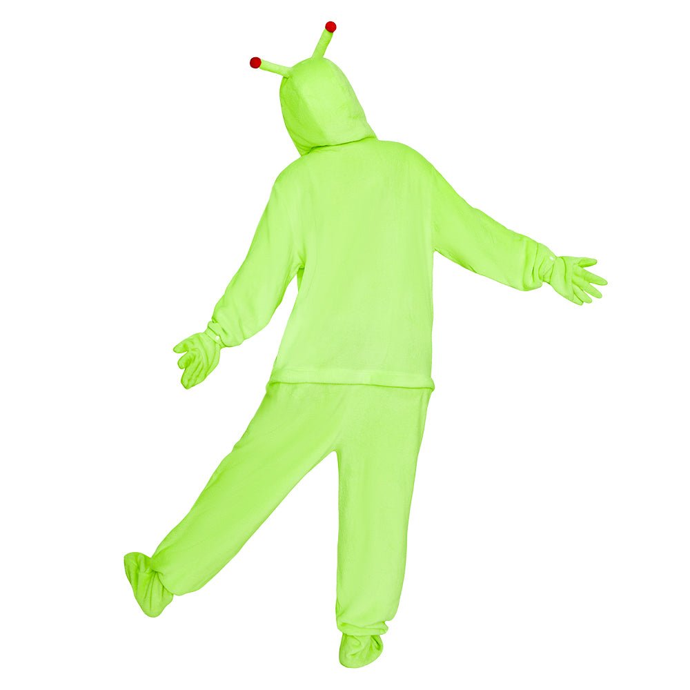 OLAOLA Green Alien Pajamas Animals Onesie Plush Warm Home One Piece Homewear For Adult Sleepwear Halloween Party Suit
