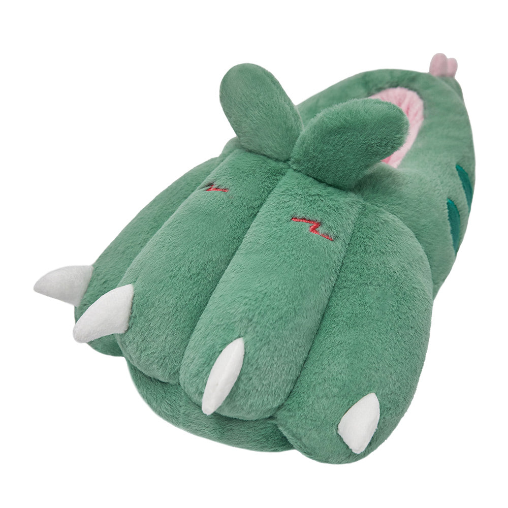 OLAOLA Green Dinosaur Paw Slippers Warm Plush Animal Indoor Non-slip Home Fluffy Thick Bottom Shoes Gifts For Birthday Christmas