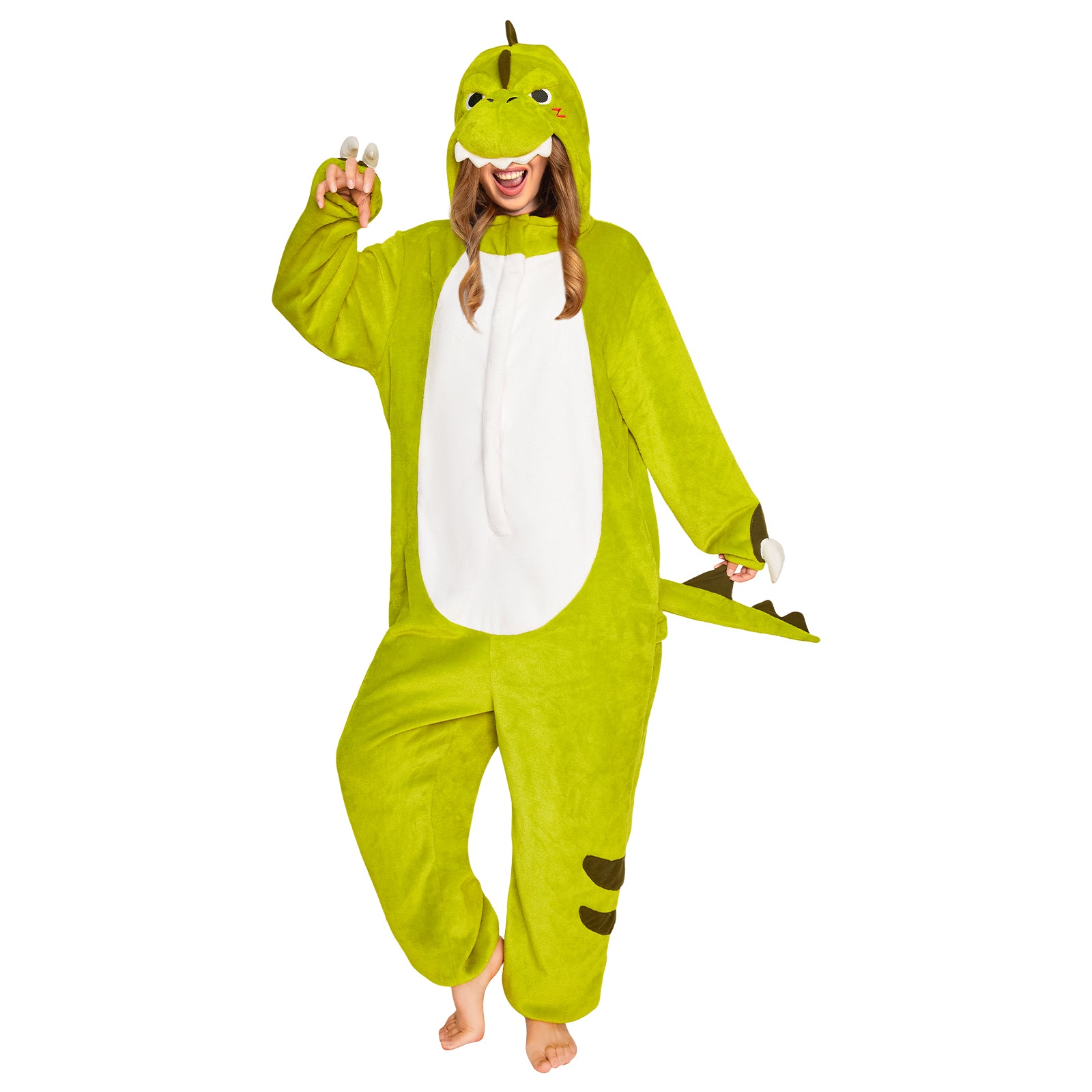 OLAOLA Green Tyrannosaurus Rex Pajamas Unisex Adult Dinosaur Plush Animals Onesie Sleepwear Halloween Costume