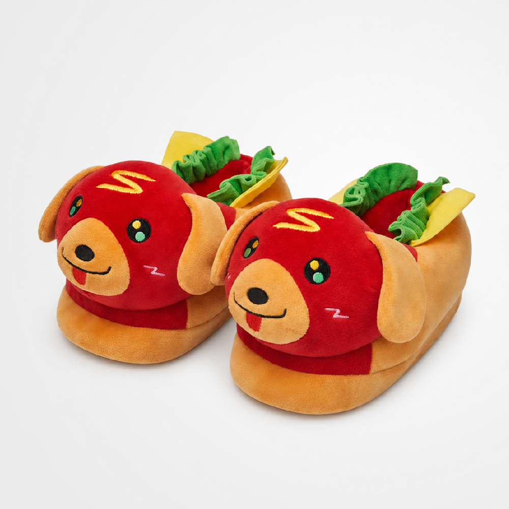 OLAOLA Hot Dog Slippers Warm Plush Animal Indoor Non-slip Home Fluffy Thick Bottom Shoes Gifts For Birthday Christmas