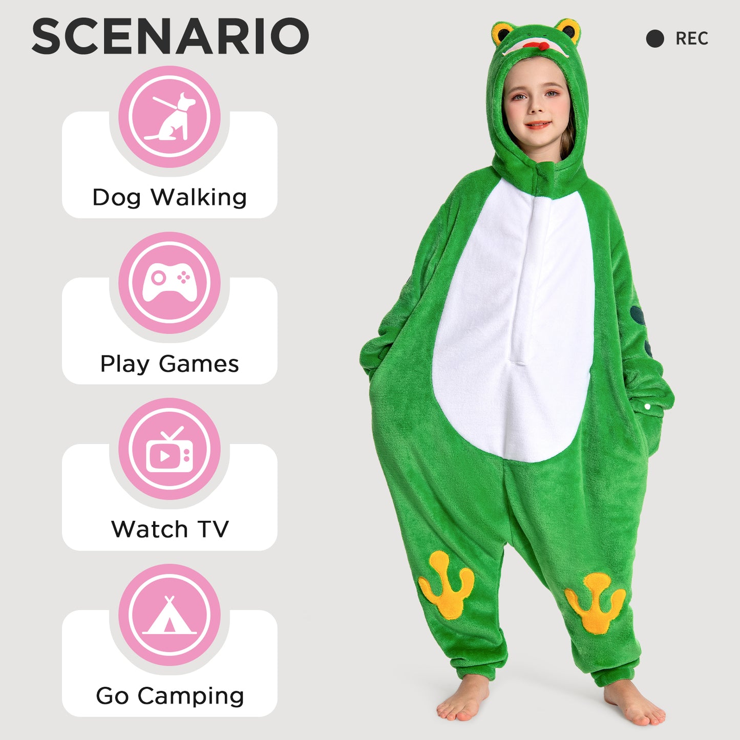 OLAOLA Kids Frog Animal Onesie Plush Soft Flannel Warm Home Pajamas One-Piece Sleepwear