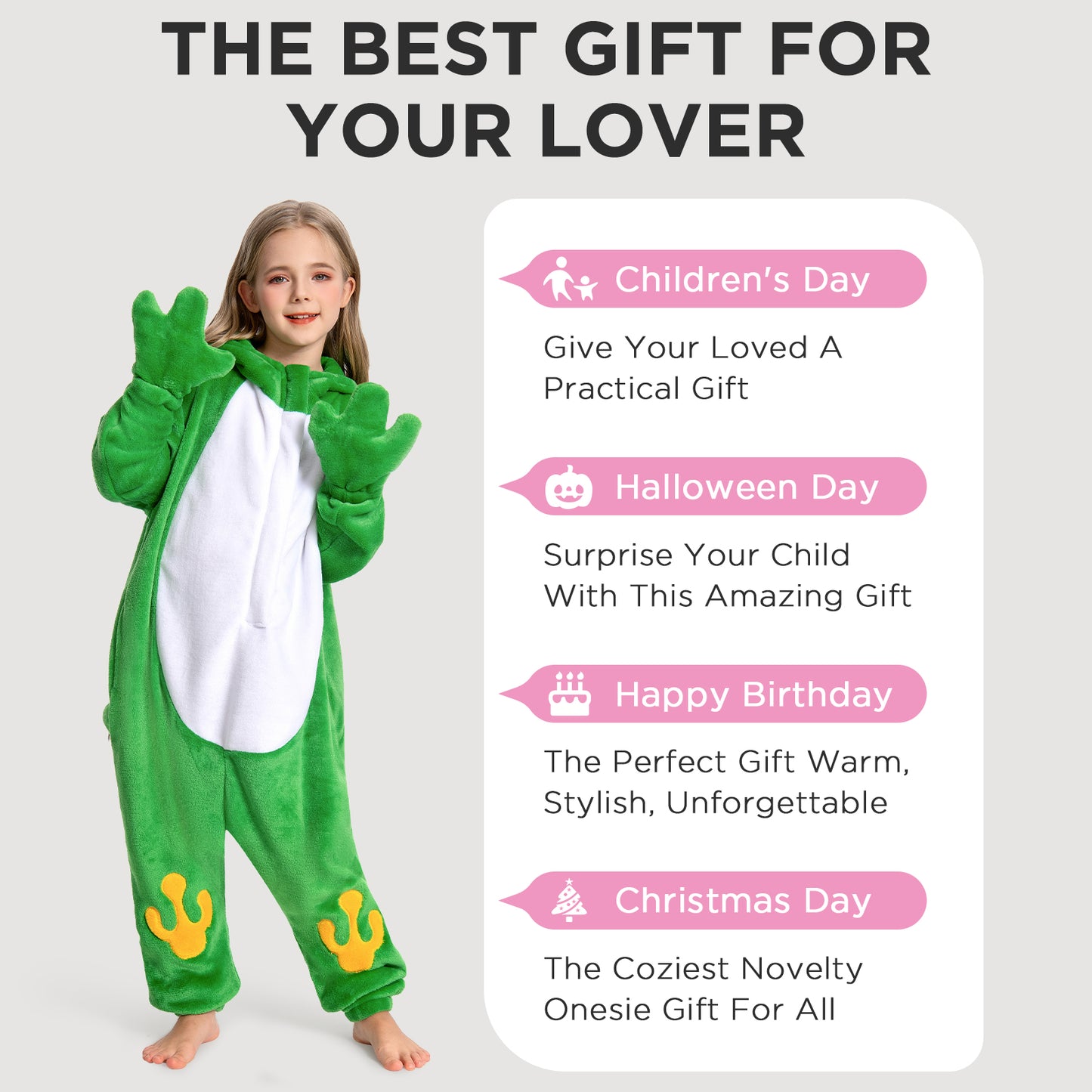OLAOLA Kids Frog Animal Onesie Plush Soft Flannel Warm Home Pajamas One-Piece Sleepwear