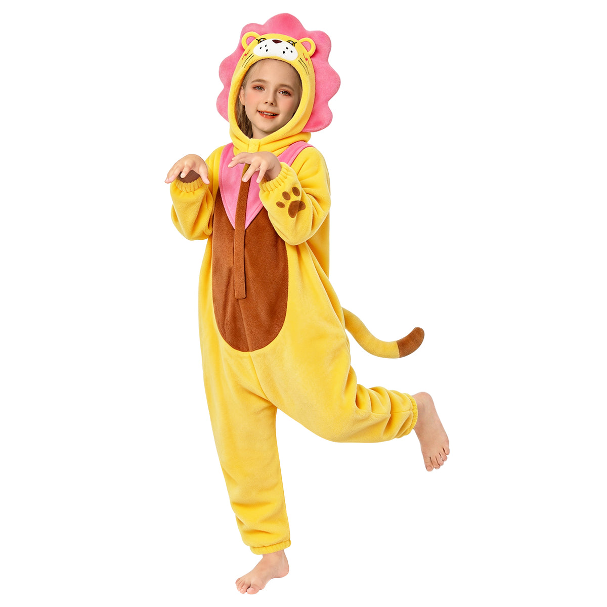 OLAOLA Kids Lion Animal Onesie Children Hoodie Pajamas Costume Soft Cozy Flannel Jumpsuit Halloween Cosplay Costume