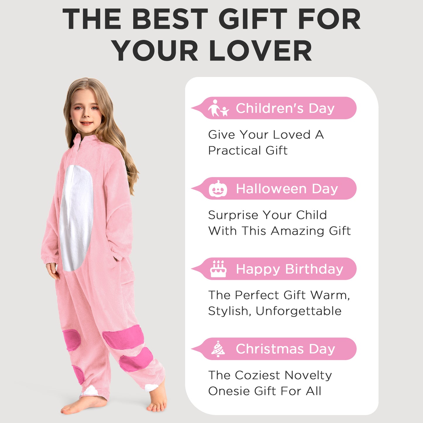 OLAOLA Kids Pink Dinosaur Animal Onesie Plush Soft Flannel Warm Home Pajamas One-Piece Sleepwear