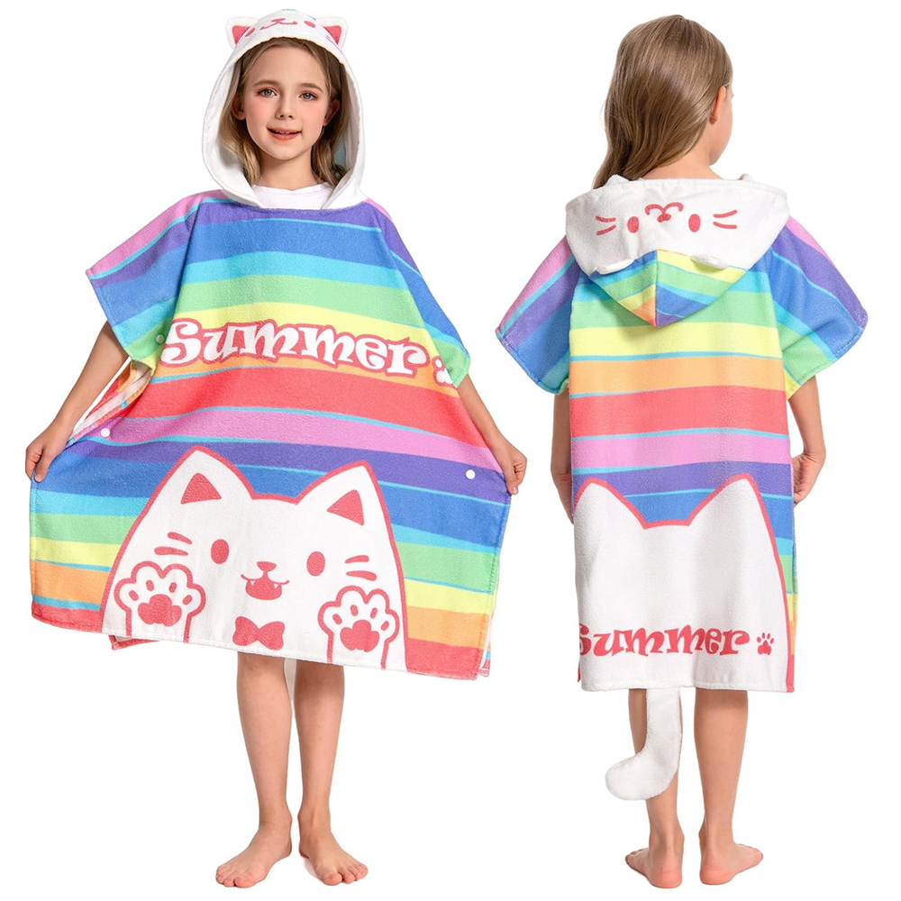 OLAOLA Kids Shark Animal Beach Bath Towels Blanket Plush Soft Coral Fleece Homewear Bath Hooded