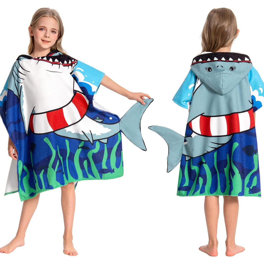 OLAOLA Kids Printed Shark Animal Beach Towels Blanket Plush Soft Absorbent Microfibre Outdoor Homewear