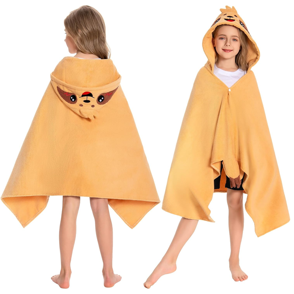 OLAOLA Kids Sloth Hooded Beach Towels Soft Absorbent Swim Pool Towels Poncho Animal Onesie