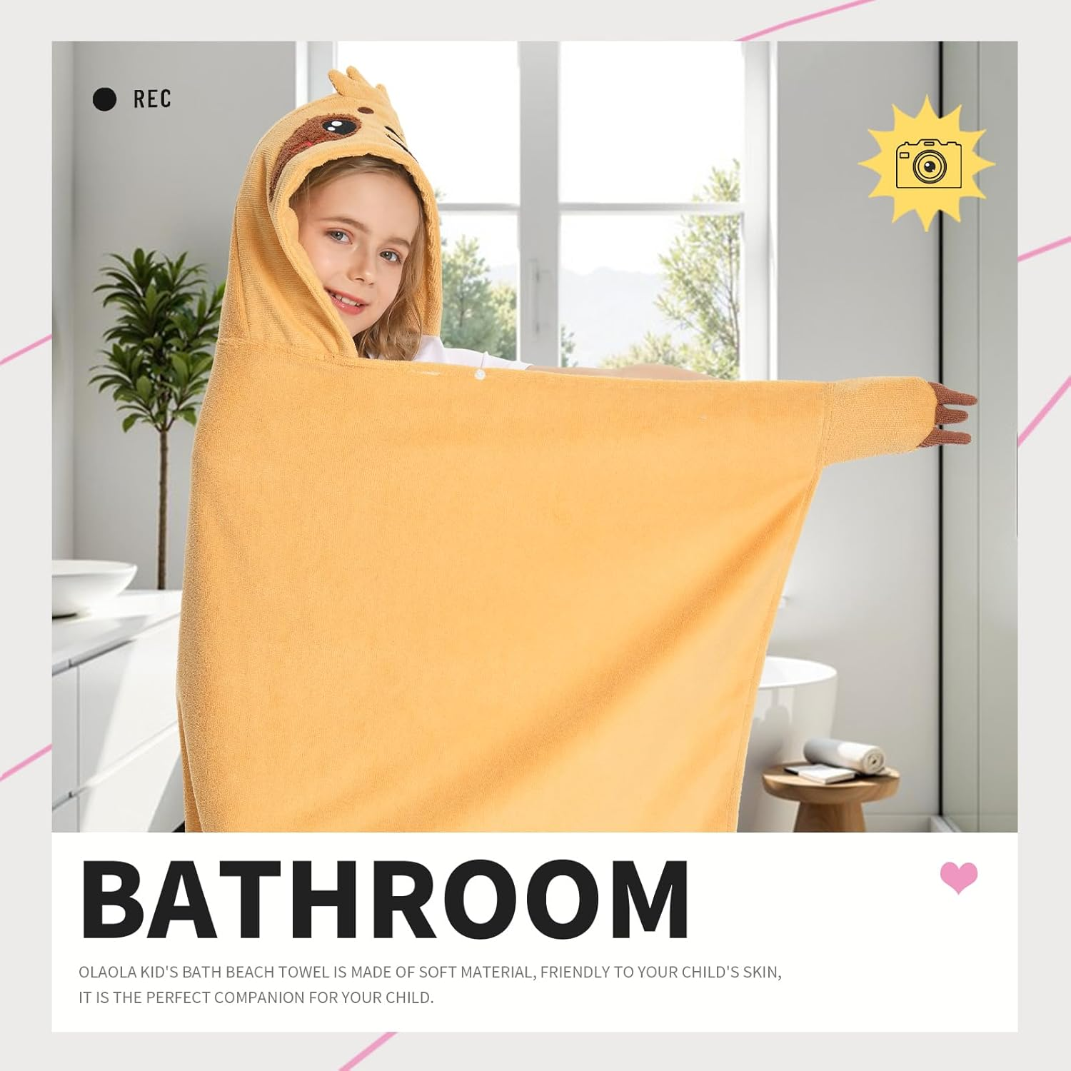 OLAOLA Kids Sloth Hooded Beach Towels Soft Absorbent Swim Pool Towels Poncho Animal Onesie