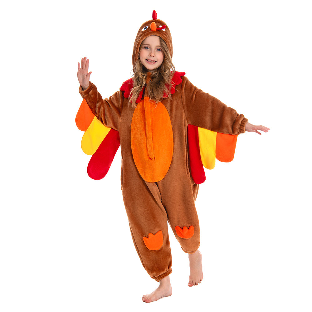 OLAOLA Kids Turkey Animal Onesie Plush Soft Flannel Warm Home Pajamas One-Piece Sleepwear