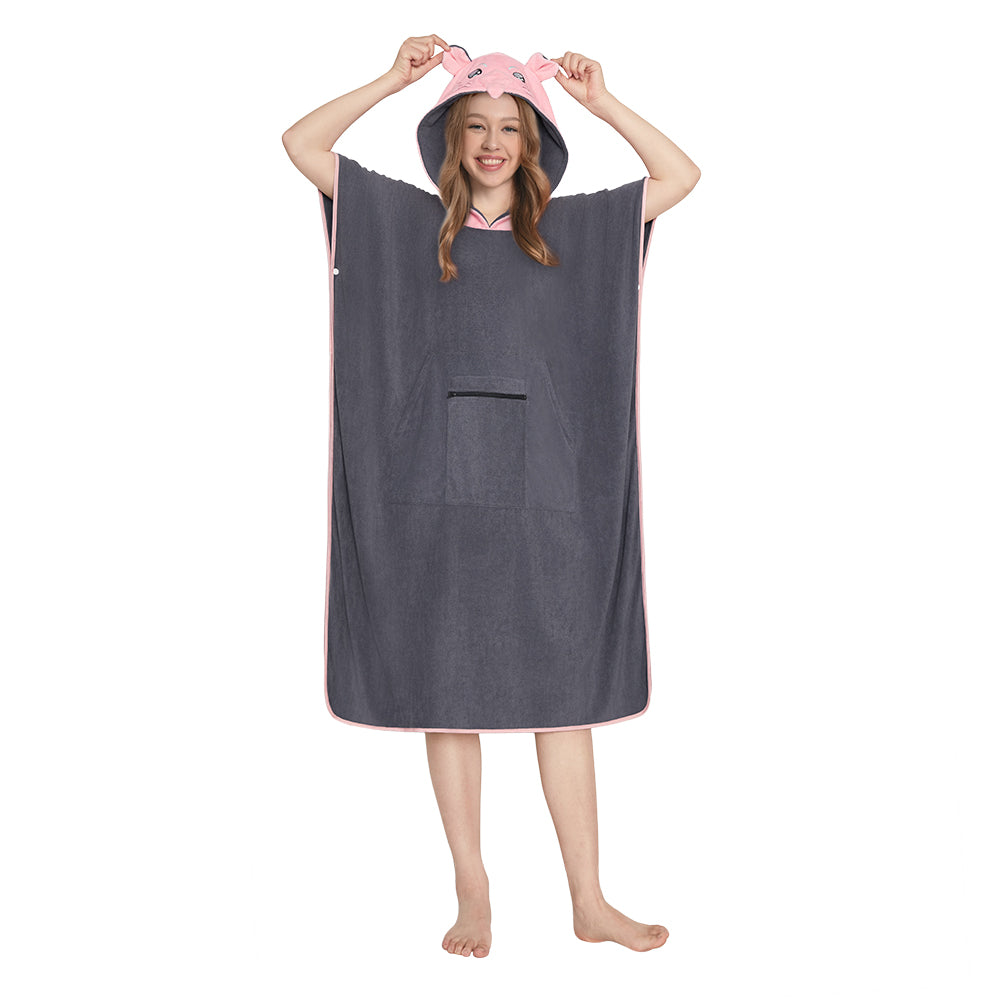 OLAOLA Opossum Beach Towels Surf Poncho Changing Towel Swim Robe With Pocket Plus Size Quick Dry Terry Cloth Cover-Up Hood