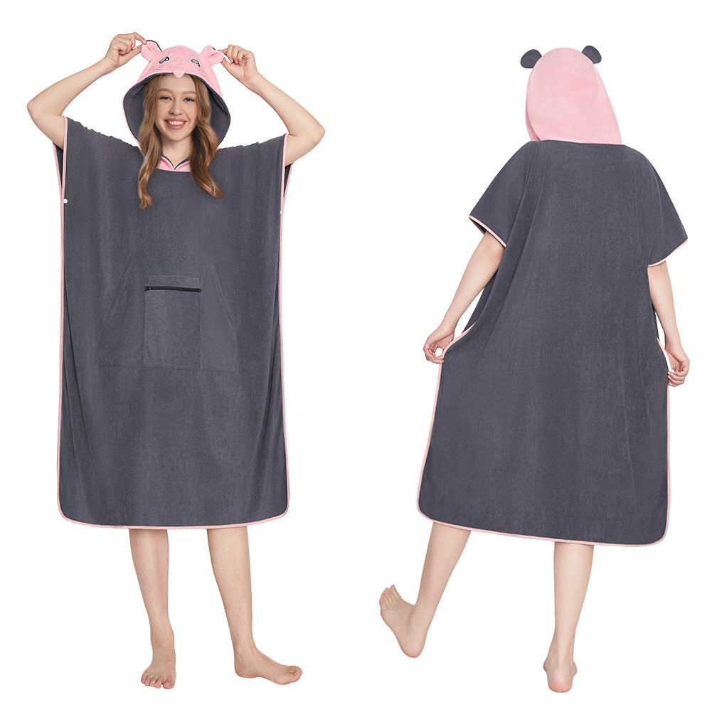 OLAOLA Opossum Beach Towels Surf Poncho Changing Towel Swim Robe With Pocket Plus Size Quick Dry Terry Cloth Cover-Up Hood