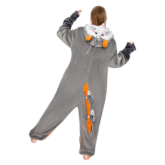 OLAOLA Opossum Pajamas Animals Onesie Plush Warm Home One Piece For Adult Unisex Halloween Costume