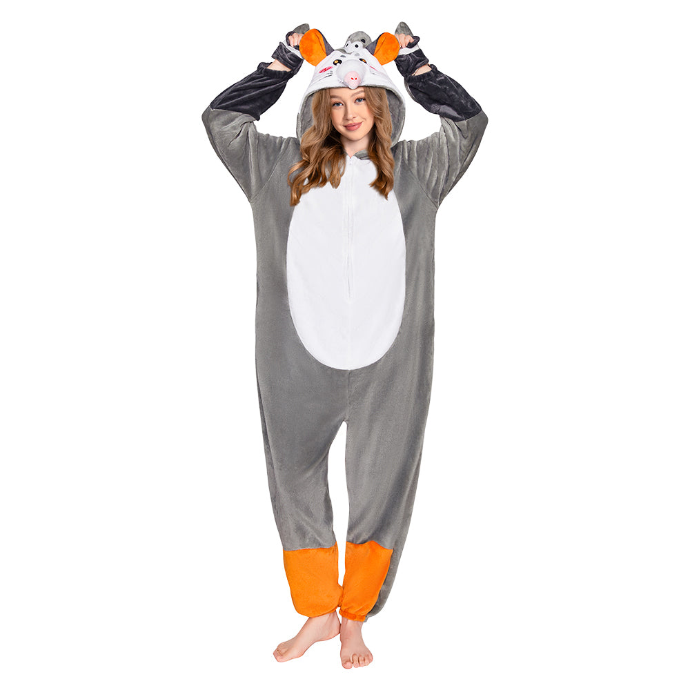 OLAOLA Opossum Pajamas Animals Onesie Plush Warm Home One Piece For Adult Unisex Halloween Costume