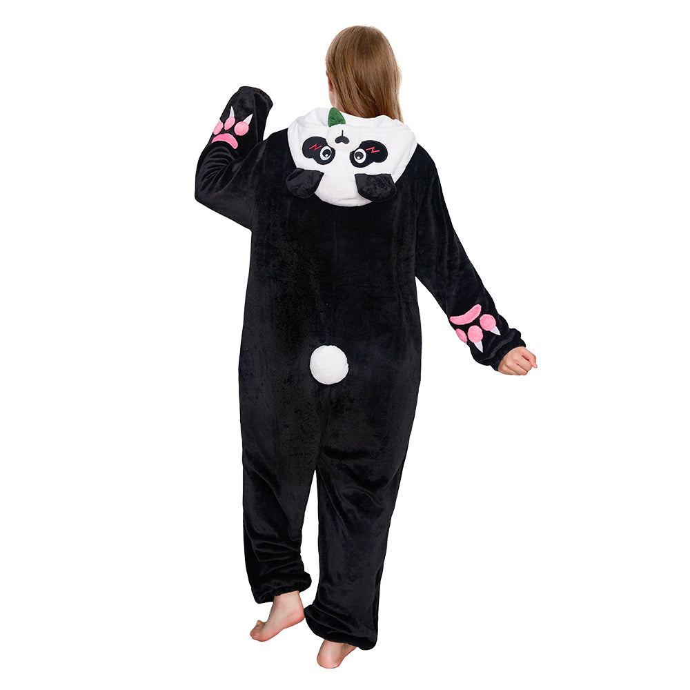 OLAOLA Panda Animal Hoodie Pajamas With Pockets Unisex Adult Flannel Animals Onesie Sleepwear Halloween Cosplay Costume