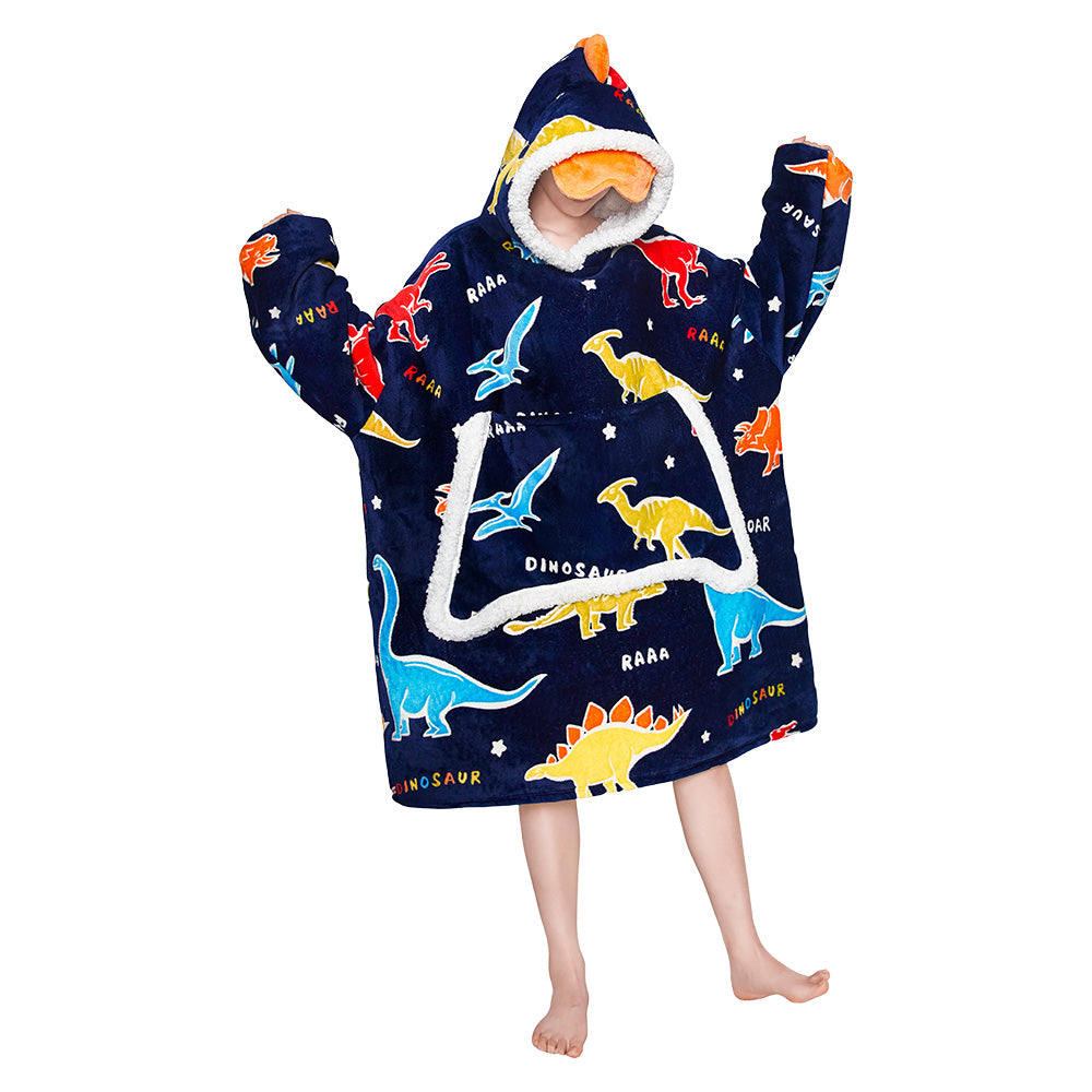 OLAOLA Printed Dinosaur Luminous Wearable Hoodie Animals Onesie Oversized Soft Homwear For Adult