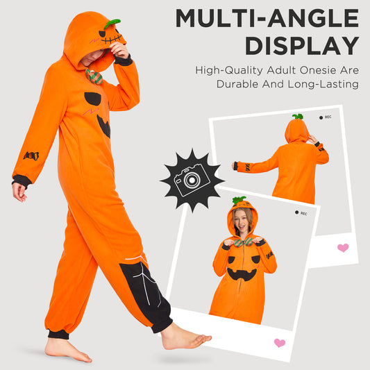 OLAOLA Pumpkin Flannel Pajamas Plush Animals Onesie Adult Soft Sleepwear Christmas Carnival Party Suit