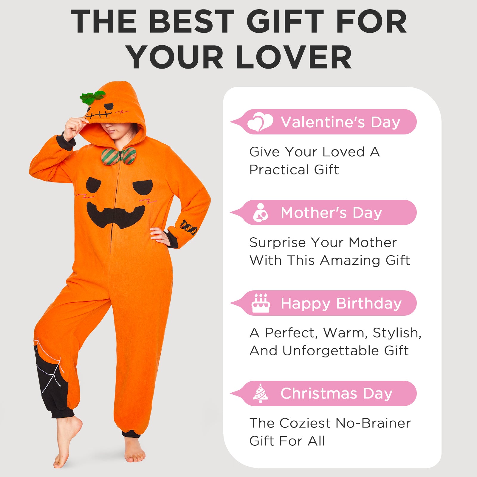 OLAOLA Pumpkin Flannel Pajamas Plush Food Onesie Adult Soft Sleepwear Christmas Carnival Party Suit